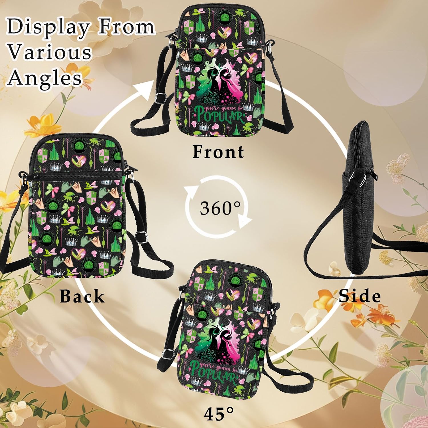 BWWKTOP ​​Green Witch Musical Crossbody Bag Witch Fans Gift Green & Pink Musical Sling Bag Drama Character Merch(Popular Xk-b) image 5