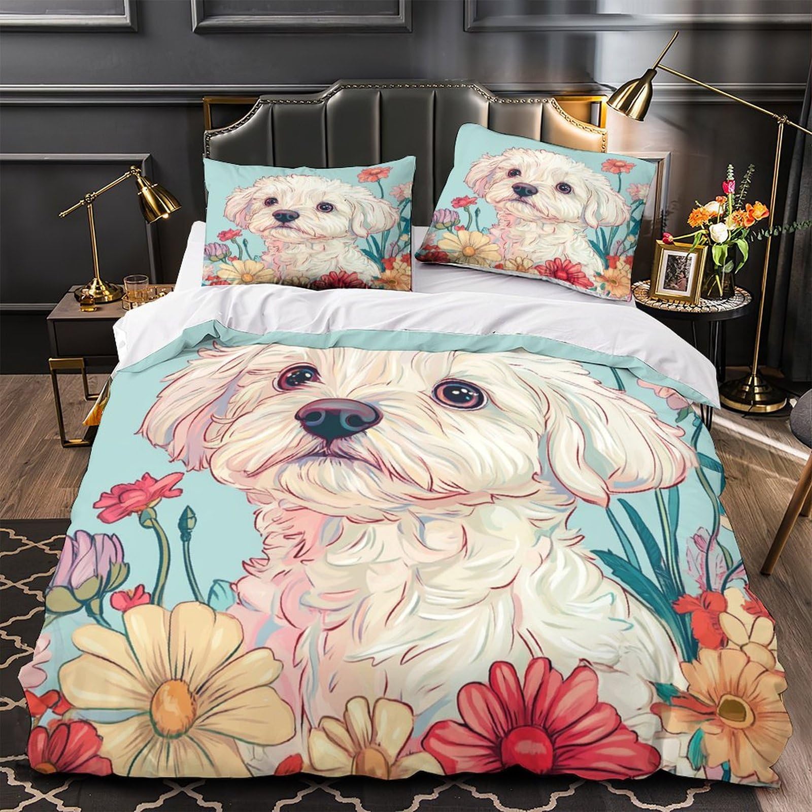 Parure de lit mandala bohème 260x220 cm avec housse de couette en microfibre imprimée 3D