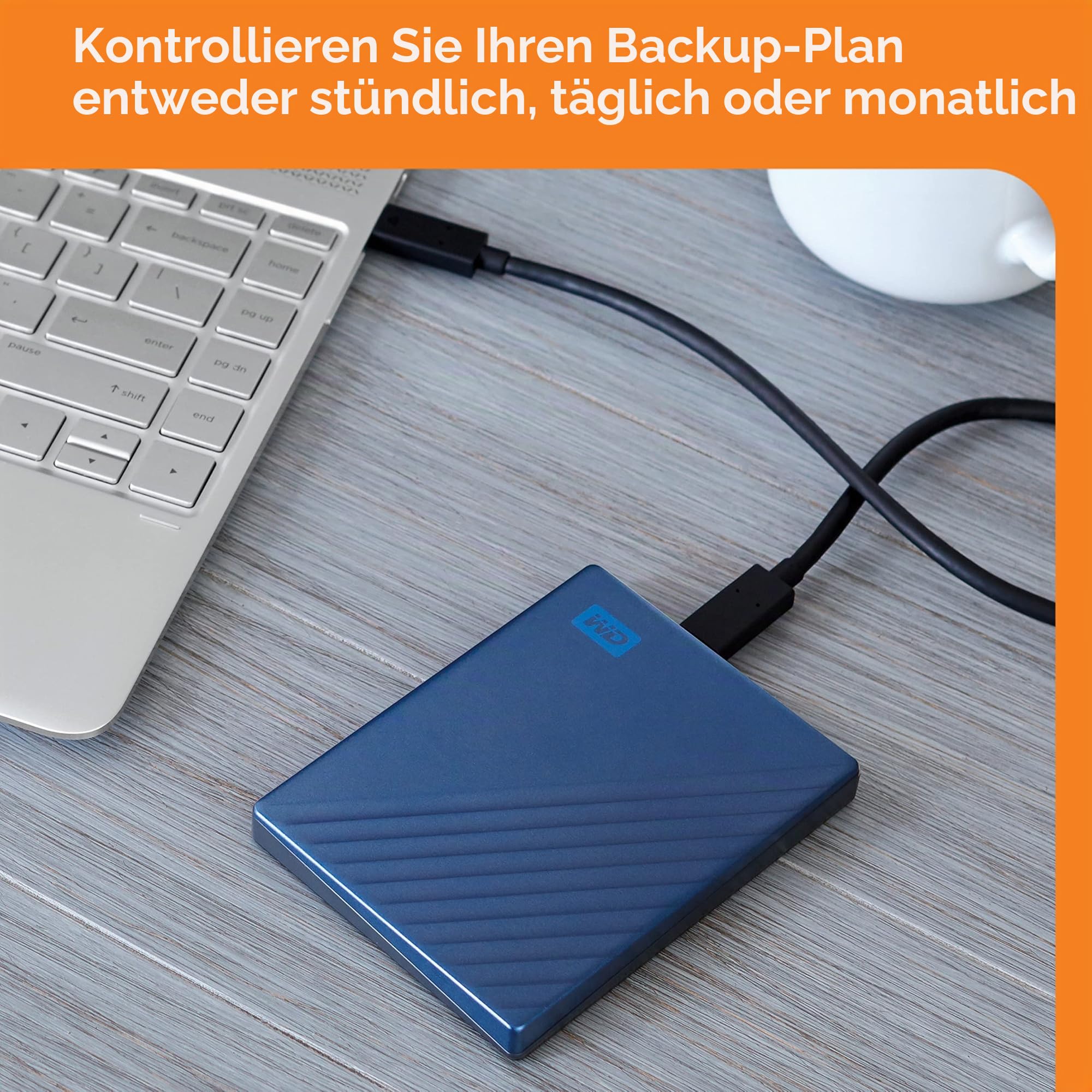 WD My Passport Ultra externe Festplatte 4 TB (mobiler Speicher, Metallgehäuse, herunterladbare Software, automatische Backups, Passwortschutz) Blau - auch kompatibel mit PC, Xbox, PS4 und PS5