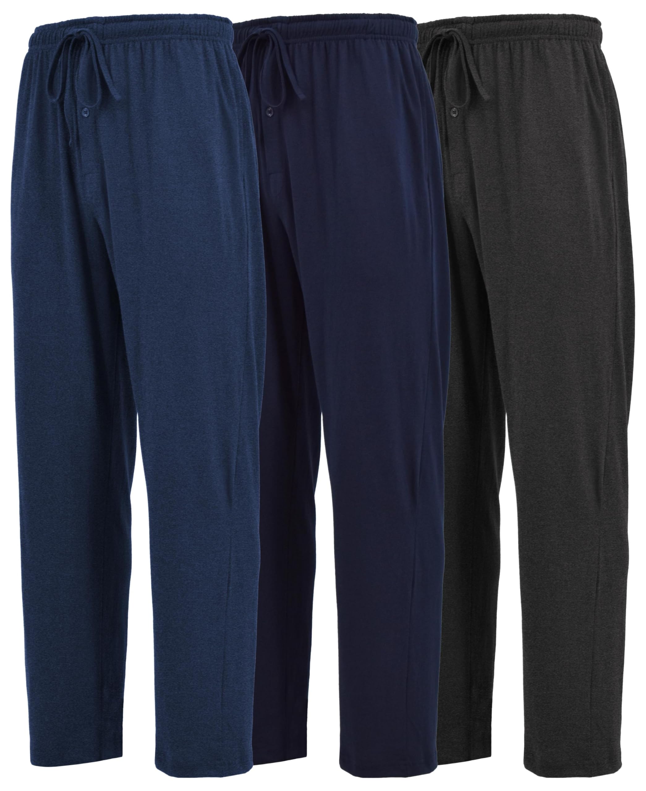 andrew scott Men's Pack of 3 Soft & Light 100% Cotton Drawstring Yoga Lounge & Sleep Pant-picture-53