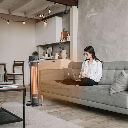 Miniatura 6 de DR-298 - Calentador infrarrojo portátil, para techo y pared para interiorexterior, 1500 vatios, control remoto, negro