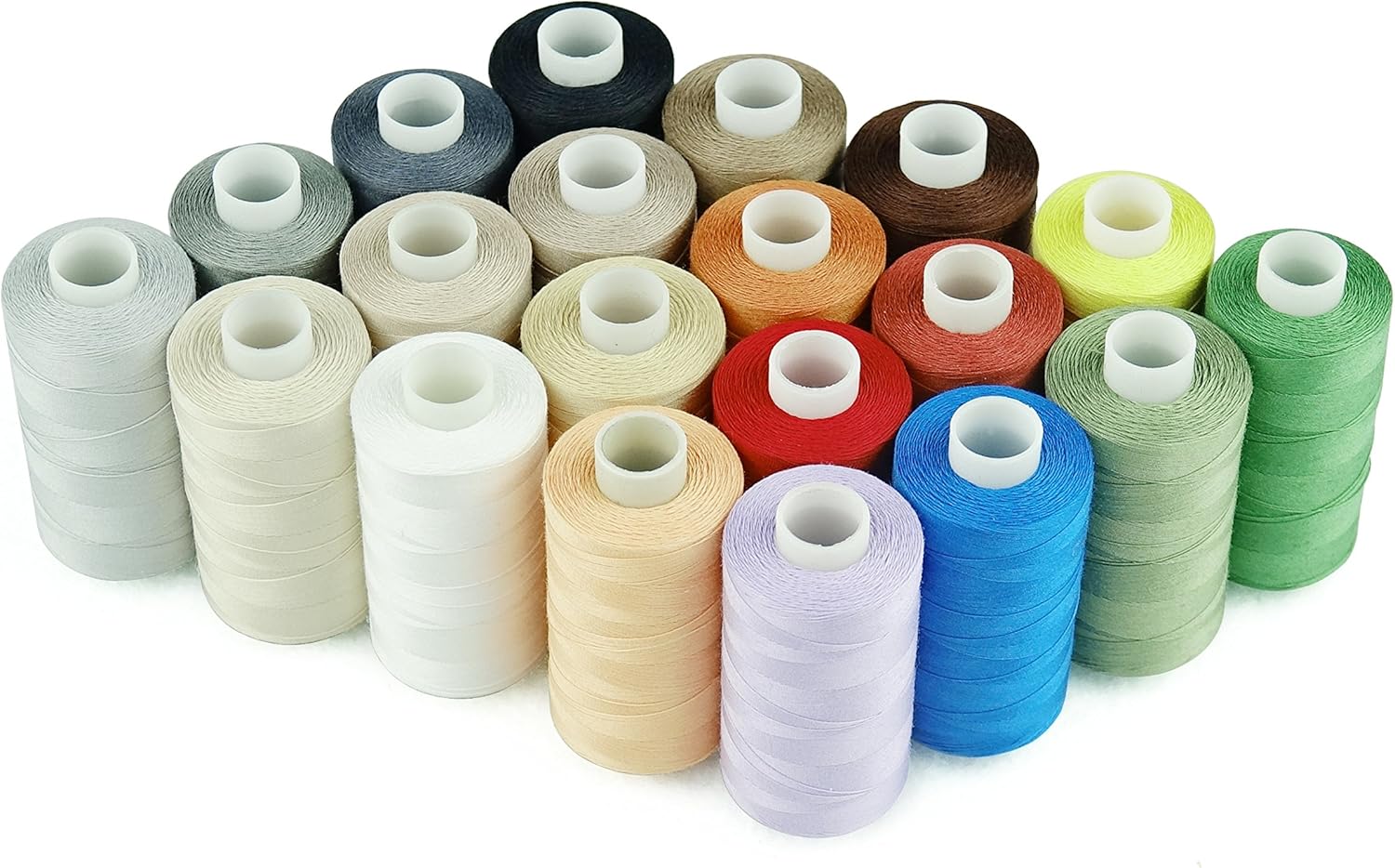 Simthread 20 Colors All Purposes Mercerized Cotton Quilting Thread 50wt 3 Plies for Piecing Sewing Embroidery etc - 550 Yards Each