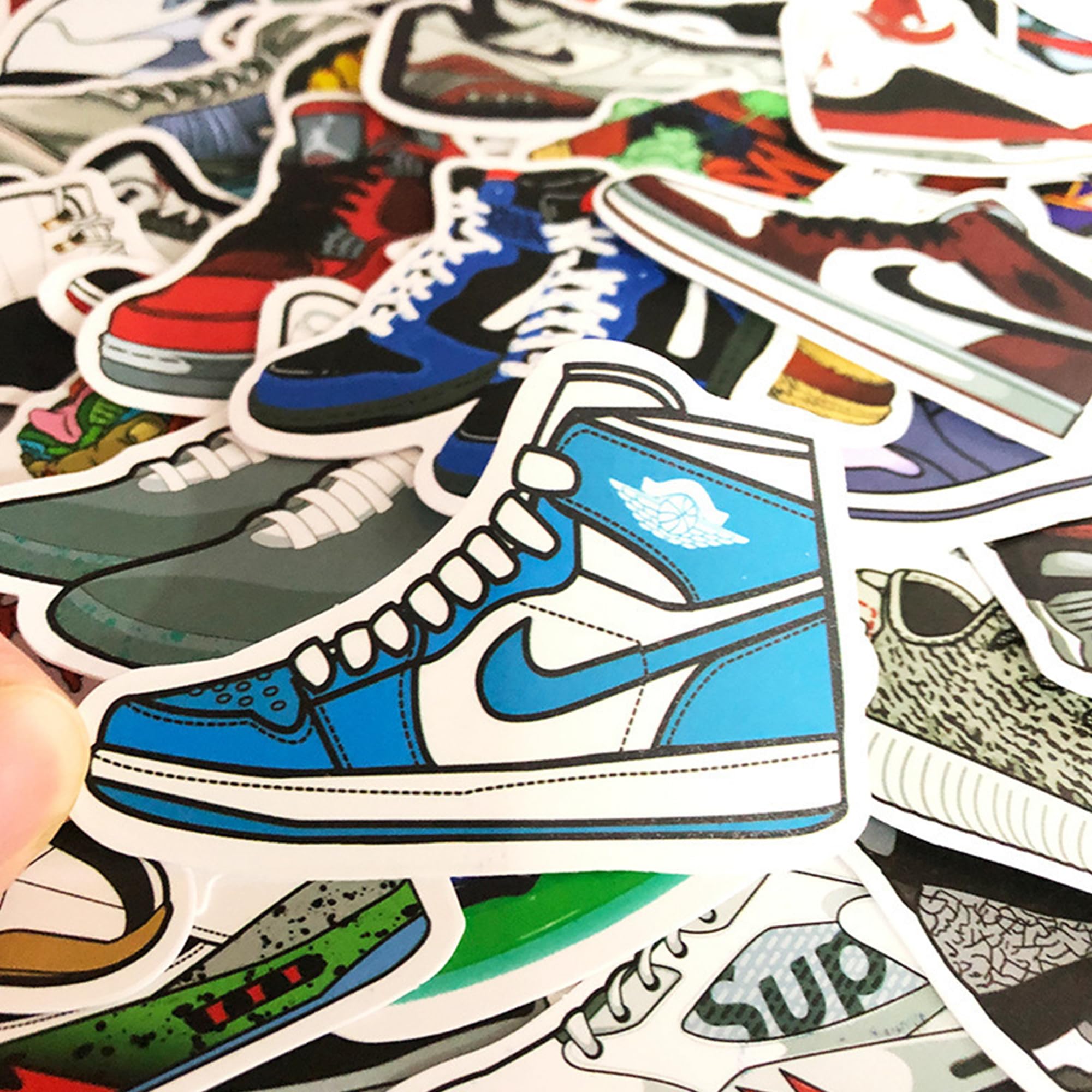 Autocollants Graffiti Sneakers - 100 Pièces, PVC, Modèles Basket Trendy