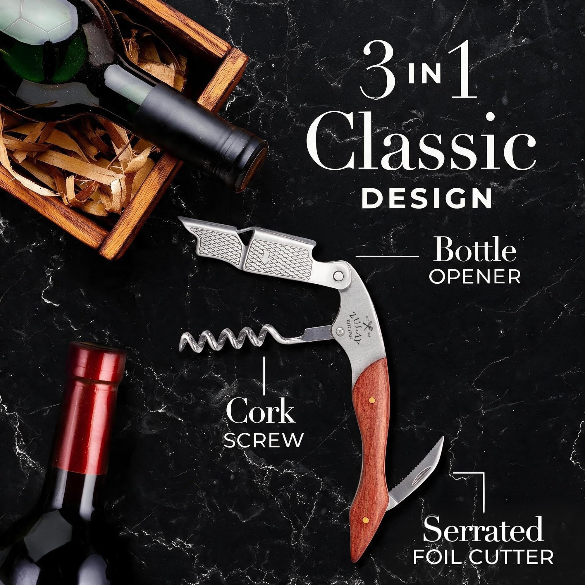 Zulay Kitchen Corkscrew: Premium Wine Opener -7