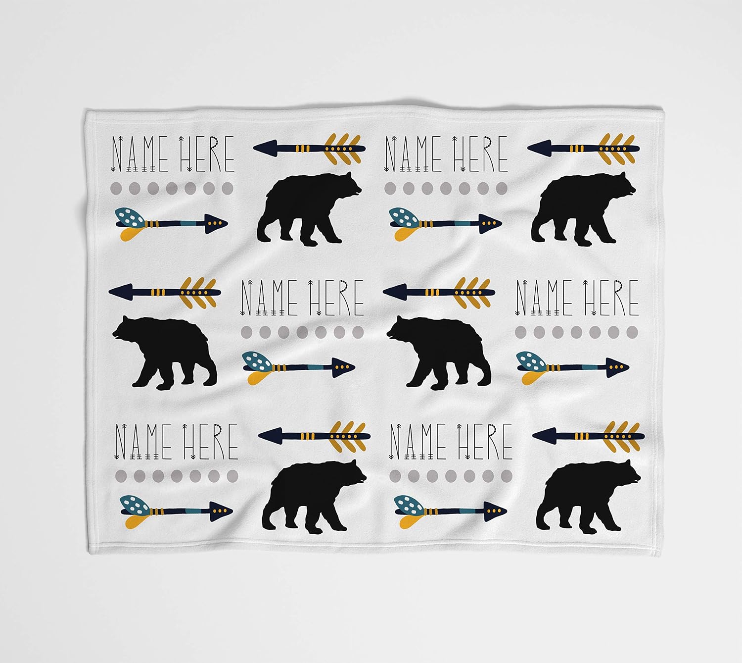 Jaka's Closet Custom Baby Name Tribal Arrow Bear Blanket (30 x 40 inches; Boy Scheme)