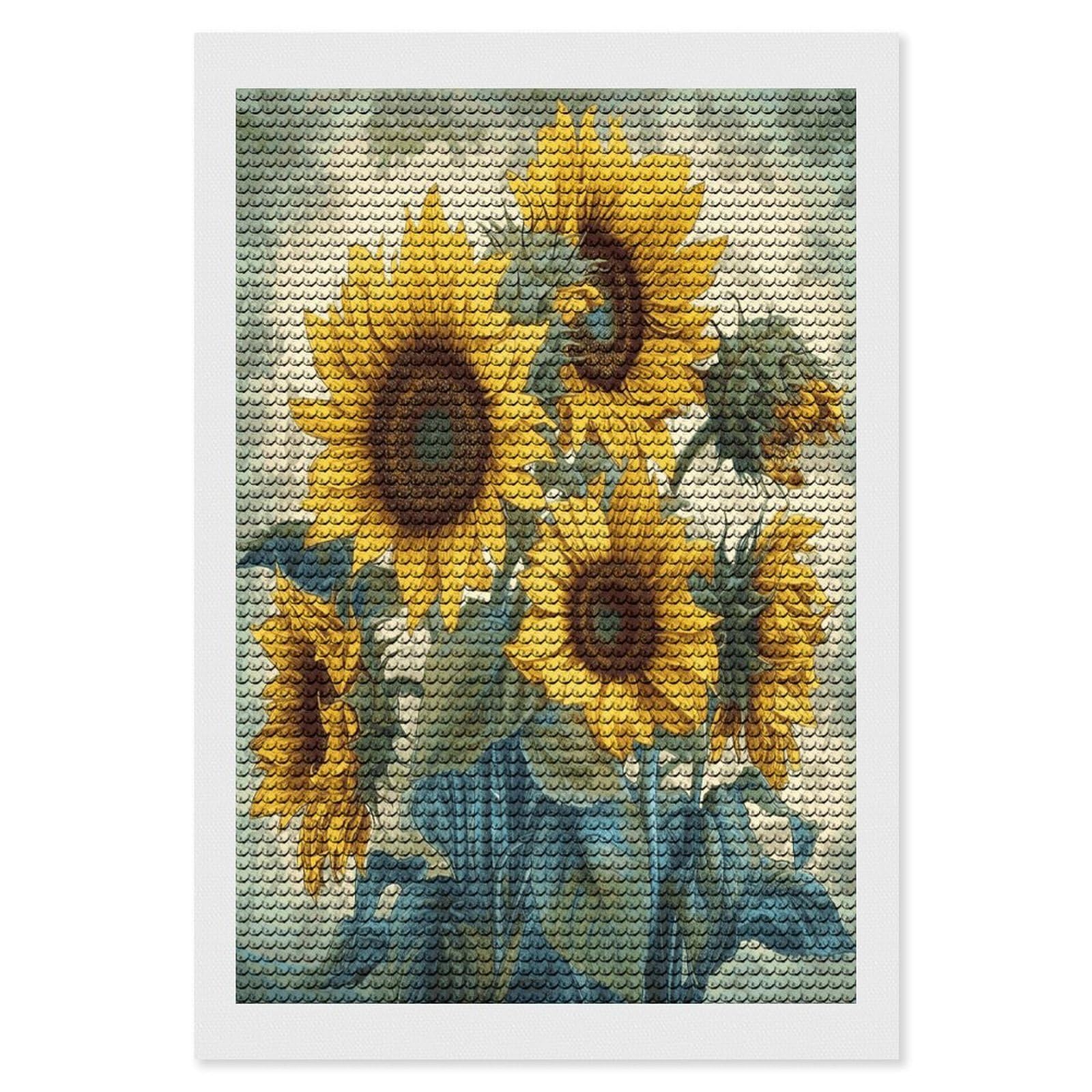 Sunflower Print Diamond Art Kits for Adult Round Full Drill Diamond Dots Paintings for Beginner Picture Art DIY Diamond Painting Kits 5D Diamond Art Painting for Home Wall Decor 8"x12"
