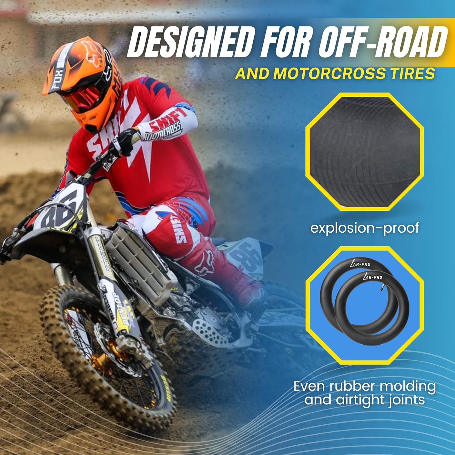 AR-PRO (SET of 2+2) 80/100-21 with 110/90-19 Dirt Bike Tire Tube Replacement