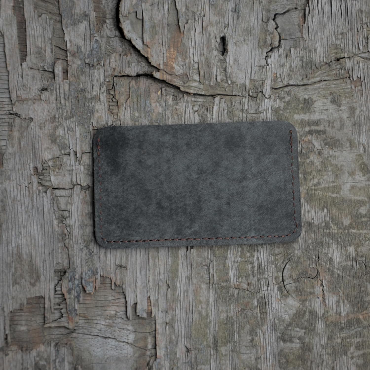 JJNUSA Handmade Leather Business Card Case Holder for Men & Women Minimalist Leather Wallet Card Holder Distressed Gifts (Grey)