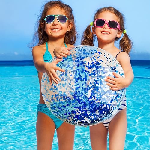Miniatura 7 de 20 bolas de playa inflables con purpurina de 24 pulgadas y 16 pulgadas, bola de playa transparente para piscina, juguetes de agua grandes para niños