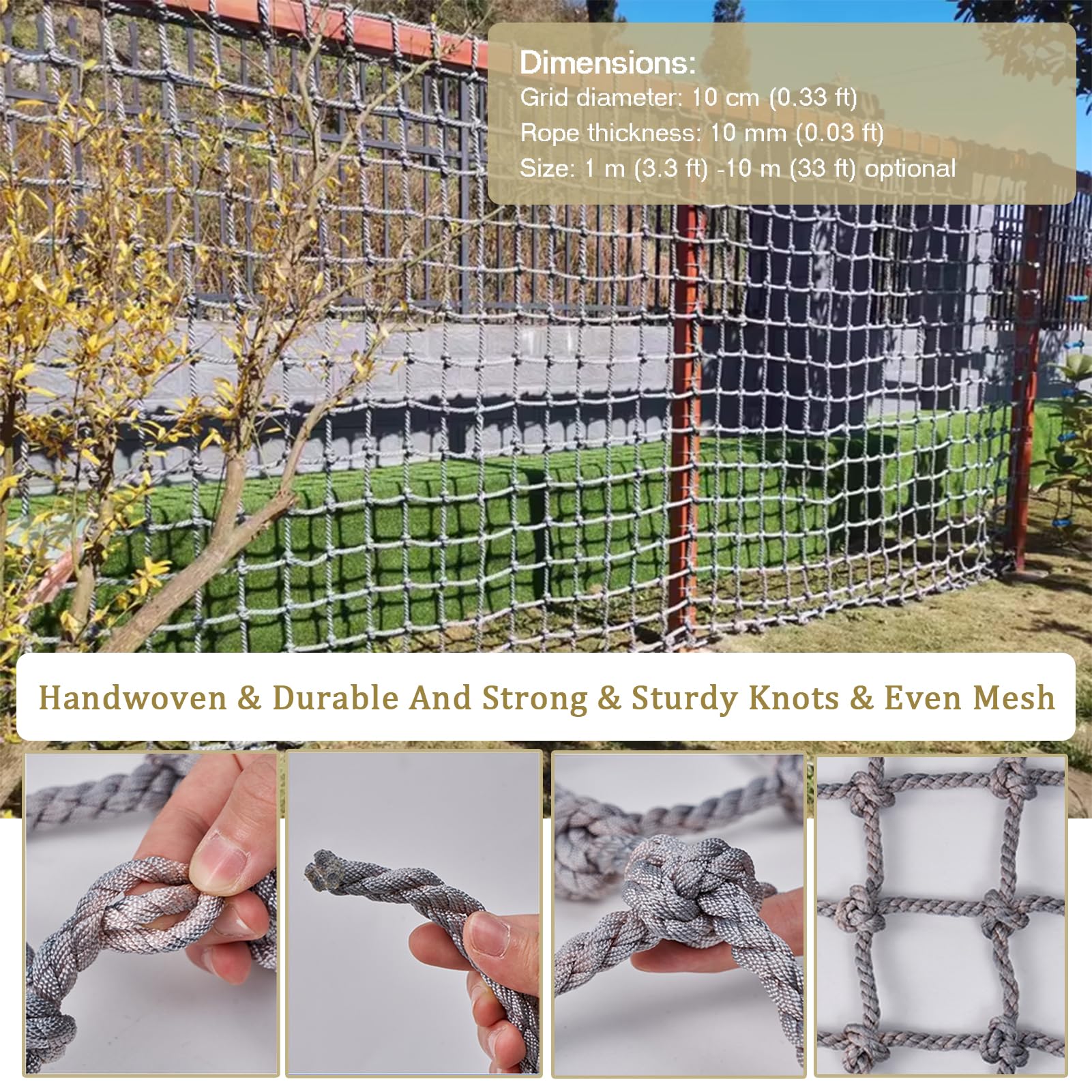 Set di Accessori per Struttura da Arrampicata per Interni ed Esterni: Corda, Scala, Rete da carico e Attrezzatura per Parco Giochi, Dimensioni 500-600 cm.