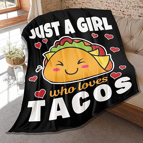 Miniatura 1 de Manta de taco, manta de Just Girl Who Loves Tacos, regalo divertido para niñas amantes de la comida, edredón de felpa suave y ligero, decoración de