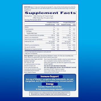 Emergen-C Immune Plus Crystals, On-the-Go Immune Support Supplement with Vitamin C, Vitamin D, B Vitamins, Zinc and Manganese, Berry Lemonade, Back to School Essentials - 28 Stick Packs