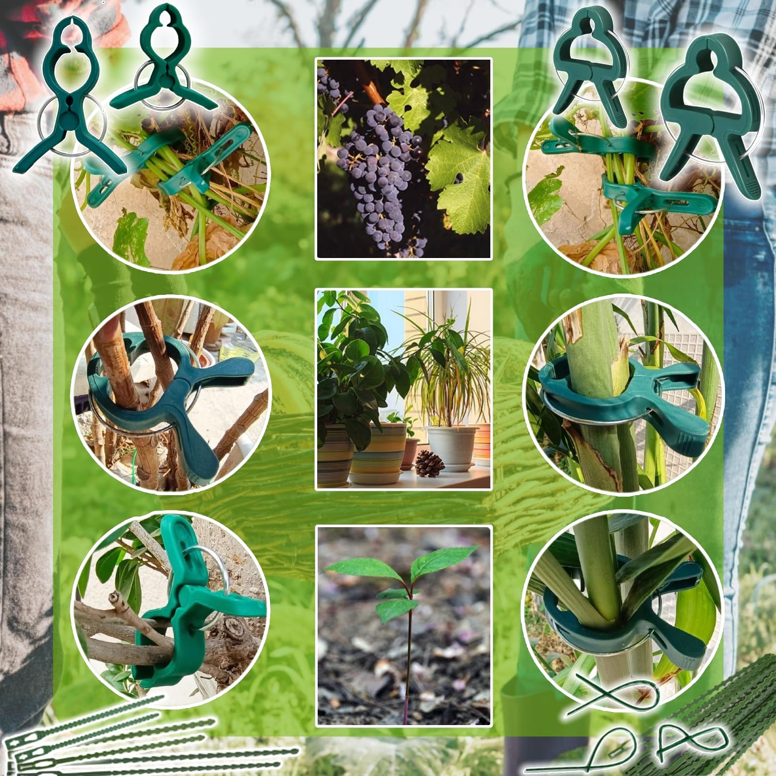 40-180 Stück Verstellbarer Pflanzenbinder Befestigungsset, Pflanzen Klammern zum Binden für Pflanzen StabilisierenTopfpflanzen Gartenbaum Sträucher Binden (Combination 1)