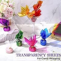 Vista 2 de Harloon 400 hojas de celofán para regalos de Navidad, 8 envolturas de celofán de colores, 7.5 x 7.5 pulgadas, hojas de celofán, papel transparente