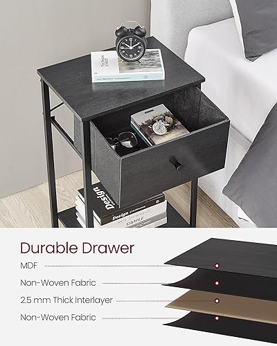 Miniatura 6 de VASAGLE Mesitas de noche, juego de 2, mesa auxiliar con cajón de tela, mesa auxiliar de 24 pulgadas de alto con estante de almacenamiento,