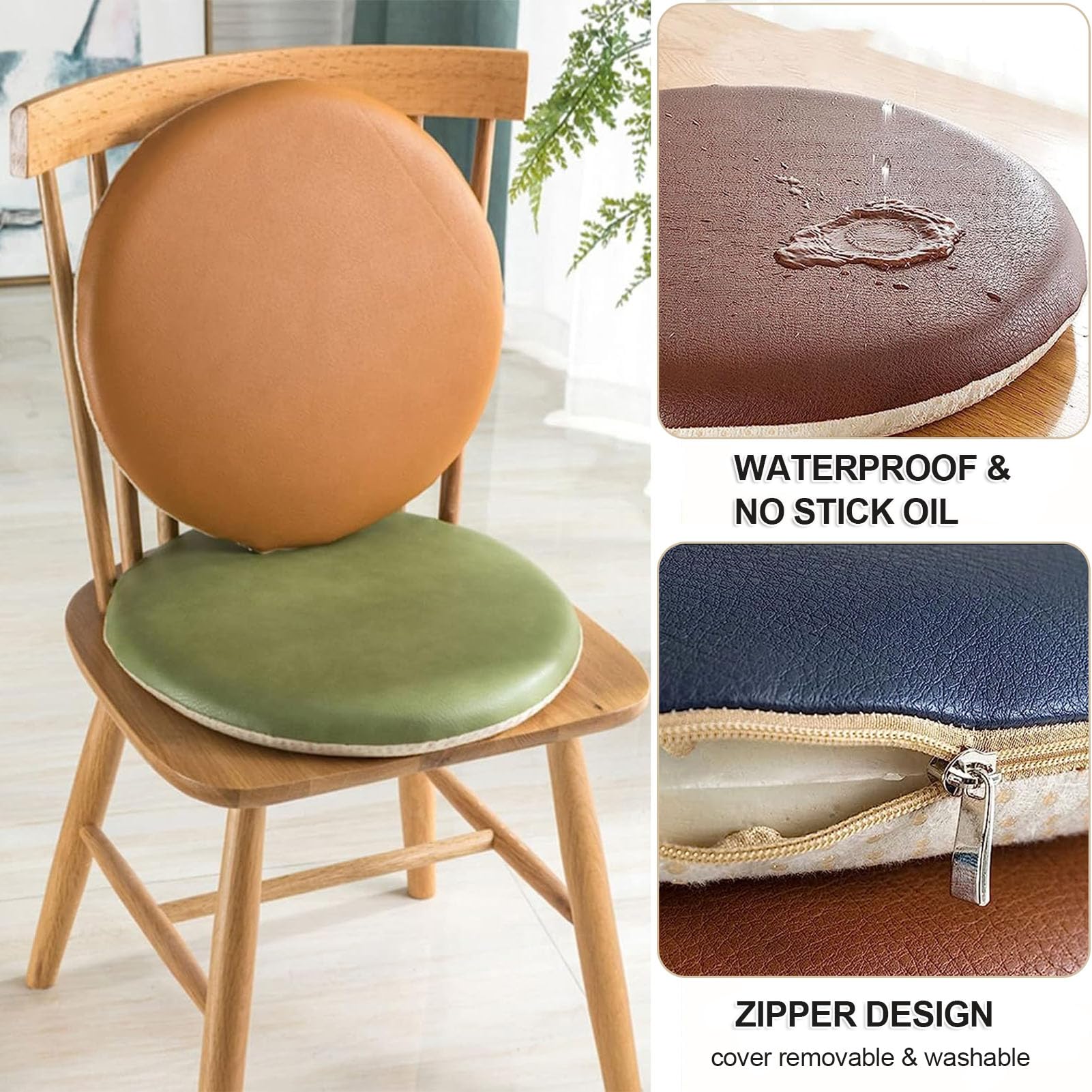 Sedie da pranzo impermeabili in finta pelle, antiscivolo, 30,5 cm, cuscini in memory foam, per interni ed esterni, cucina e ufficio, set di 4 per il massimo comfort