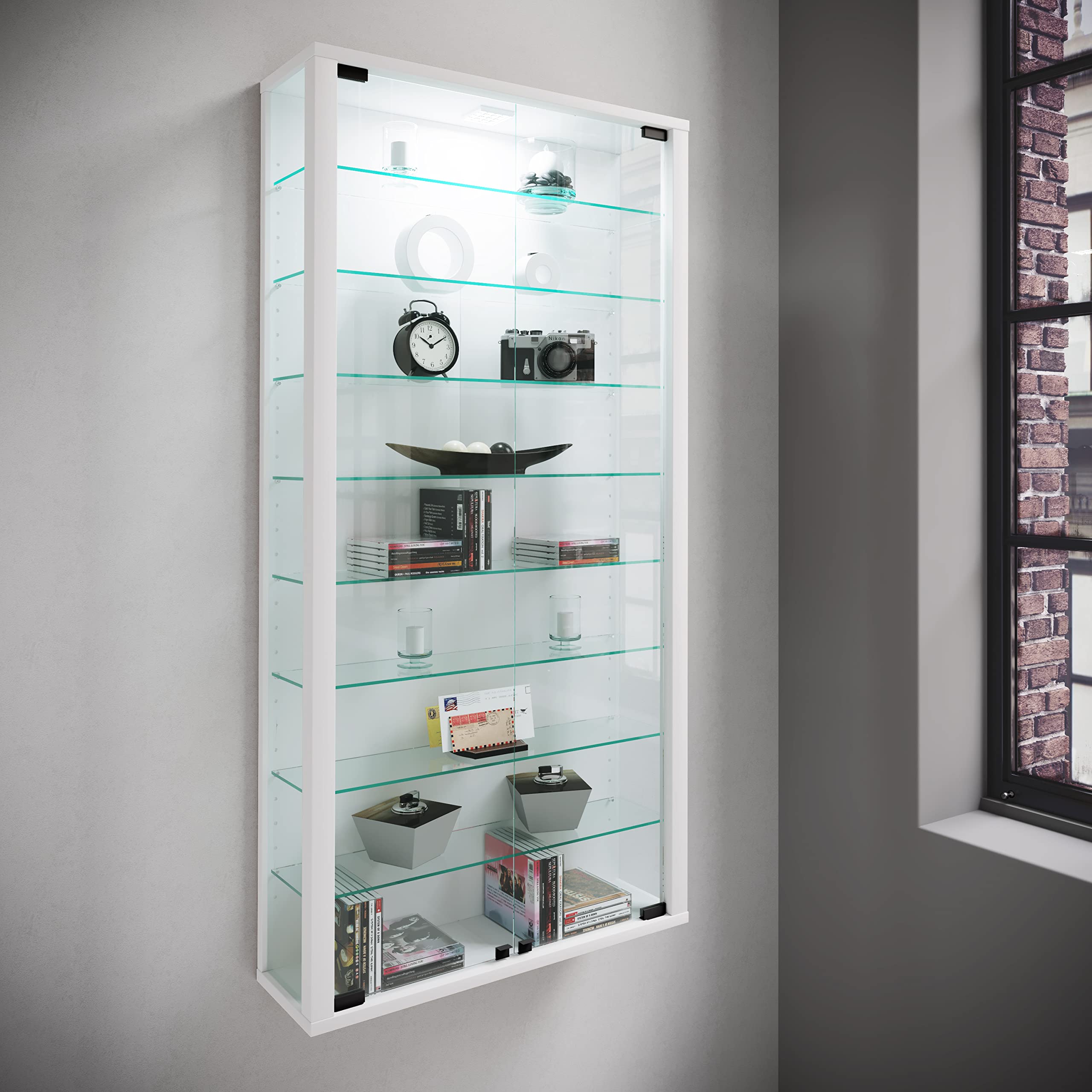 VCM "Vitrosa Maxi Armadietto da Parete, Senza Luce a LED, Colore: Bianco