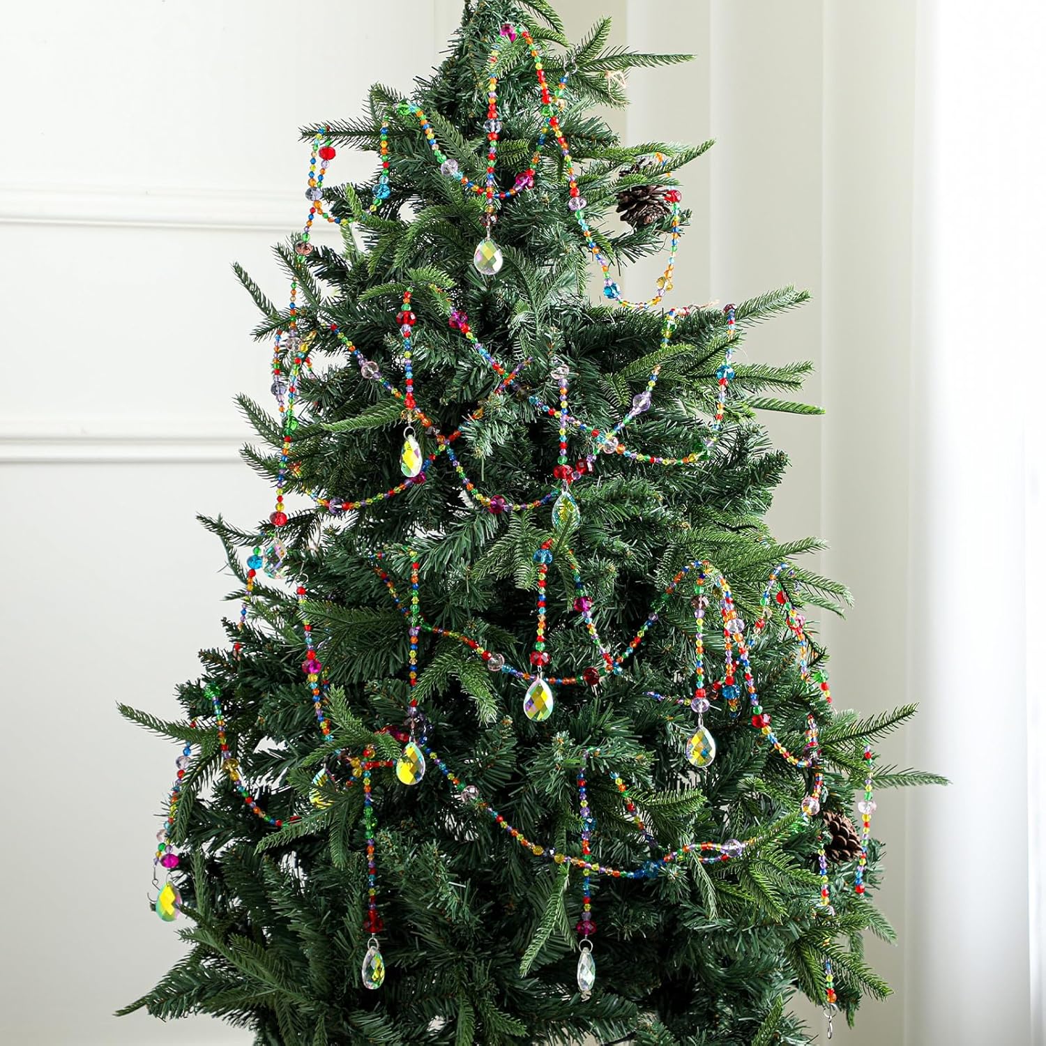 12 Pcs Crystal Garland Strands Colorful Crystals Suncatcher Hanging Sun Catcher with Chain Pendant Ornament for Window Party Wedding Home Decoration