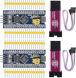 2pcs ST-Link V2 Programming Unit Emulator Downloader(Random Color)+2pcs STM32F103C8T6 Minimum System Development Board with Imported Chip STM32 ARM Core Learning Board Module