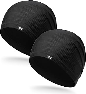 2-Pack Mesh Skull Cap Breathable Soft Stretch Hat for Men Women | Lightweight Slouchy Fit Cycling Beanie, Moisture-Wicking Cooling Headwear for Running Gym Workout