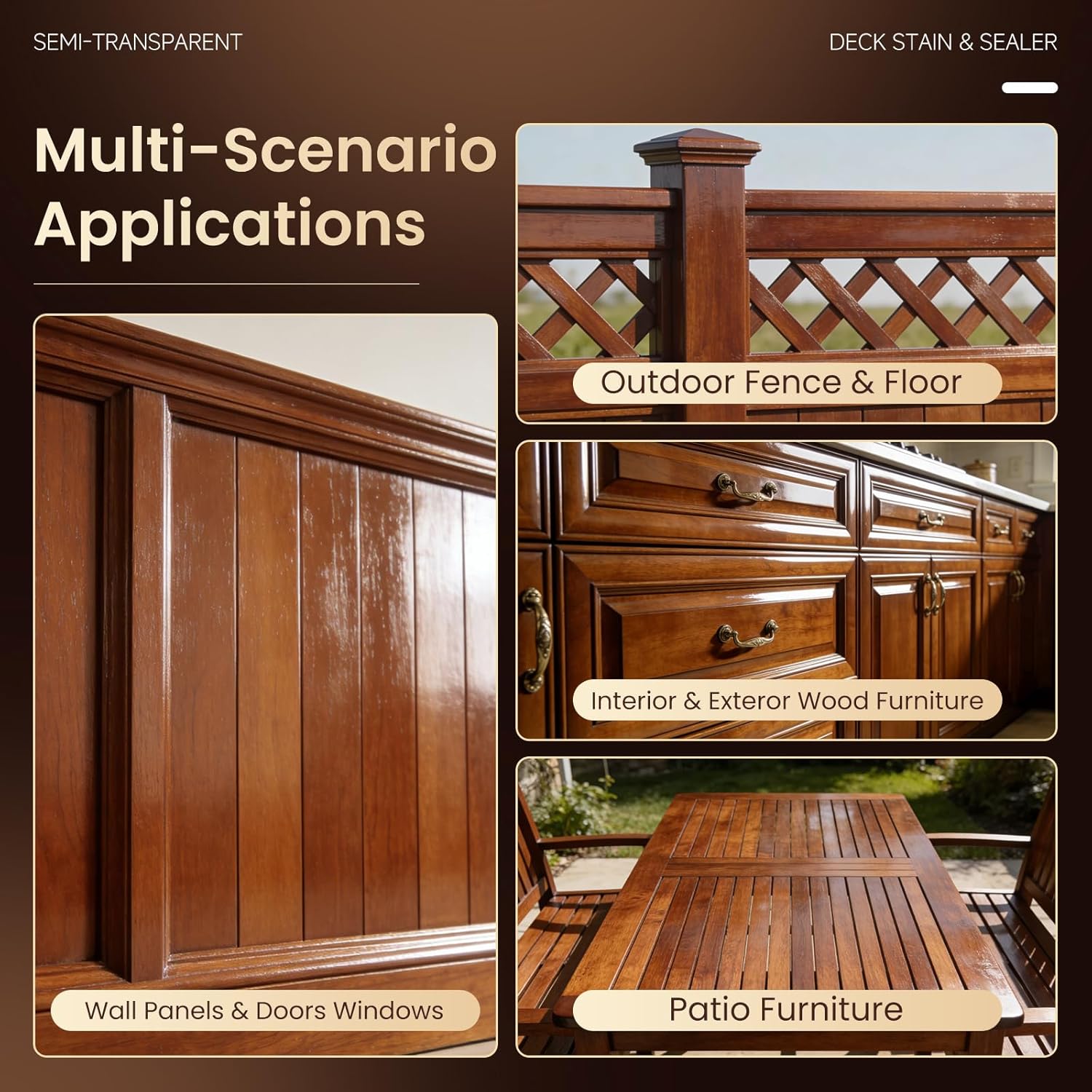 DWIL Water Based Wood Stain, Semi-Transparent Outdoor Wood Stain and Sealer in One, Fast Drying, Non-Toxic, Low Odor, Waterproof and Weather Resistant for All Wood Surfaces (32Oz Peach Wood)