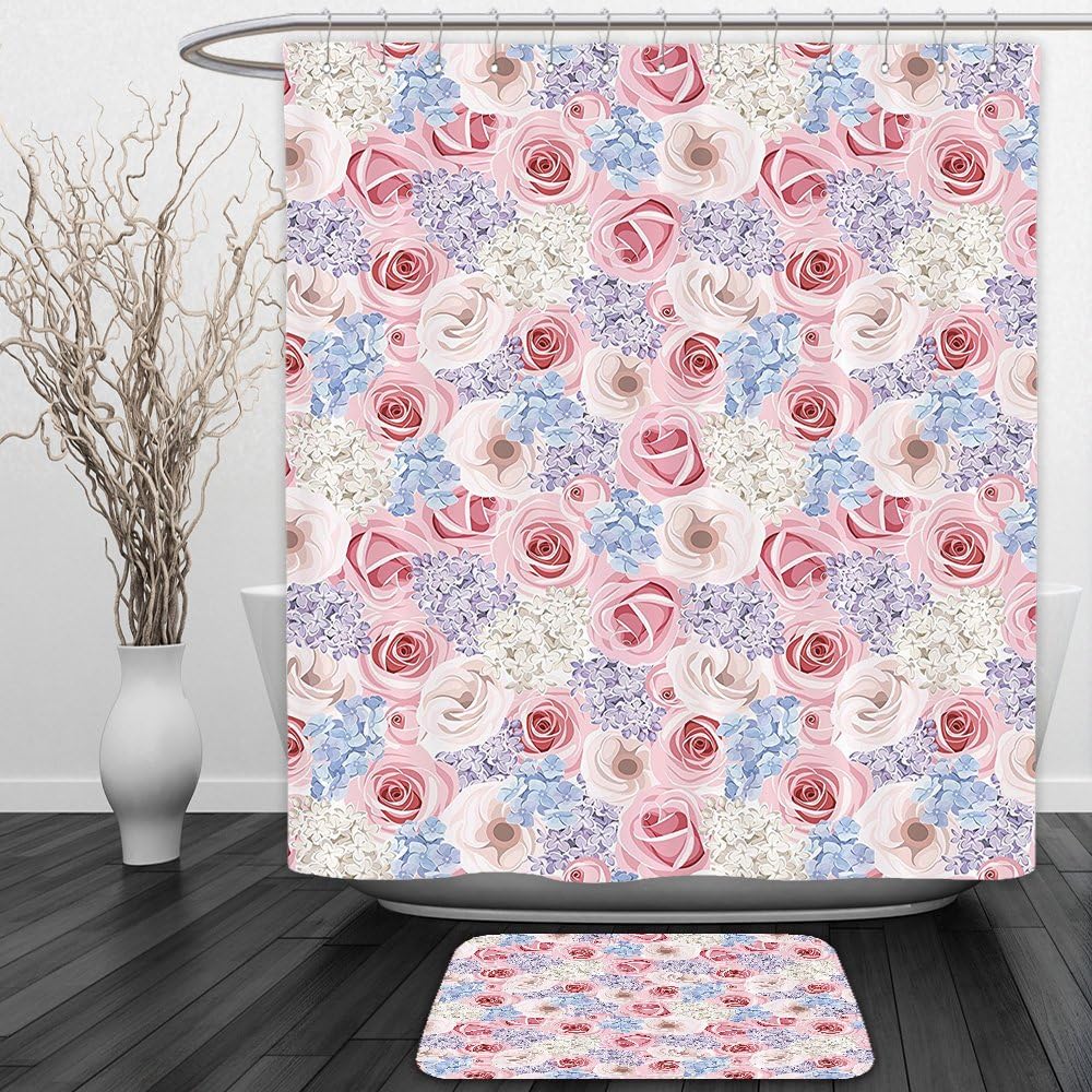 vipsung Shower Curtain and Ground MatRoses Collection Roses