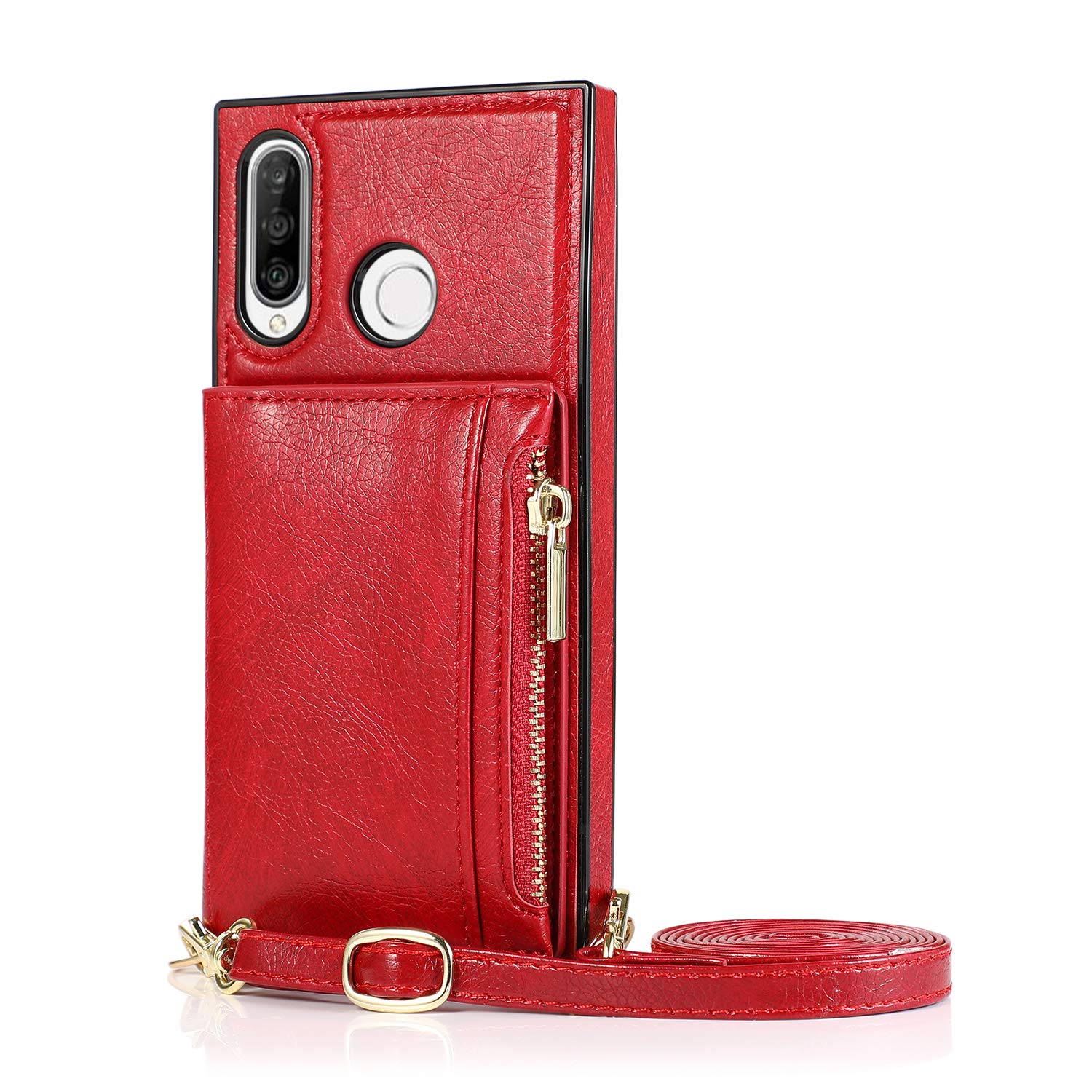 Custodia A Portafoglio Per Huawei P30 Con Cerniera E Tracolla - 8 Slot Per Carte, Supporto Per Film E Chiusura Magnetica, Borsa Telefono Multifunzione
