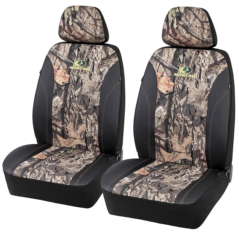 Capas para Bancos Dianteiros Mossy Oak Camuflagem Baixo Encosto em PVC e Tecido Oxford Rip-stop, Compatíveis com Airbags, SCF-CAM03, 2 capas