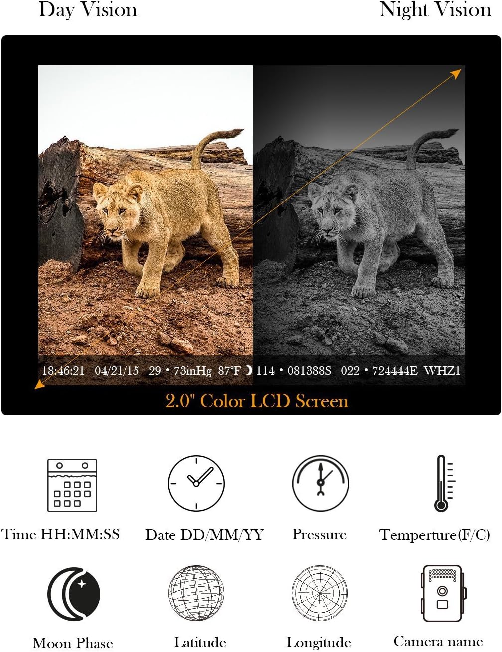 TEC.BEAN DB0826 Trail Game Camera - 12MP 1080P Full HD IP66 Waterproof Hunting Camera with night vision motion activated, SG-009 23M/75ft