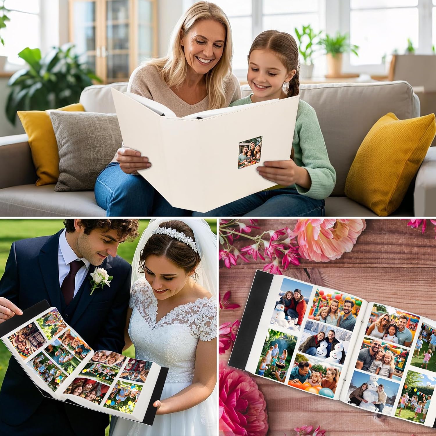 Linen Hardcover Photo Album 4x6 1000 Photos Large Capacity for Family Wedding Anniversary Baby Vacation, 4x6 Photo Albums with Front Window Holds 1000 Horizontal and Vertical 4 x 6 Pictures