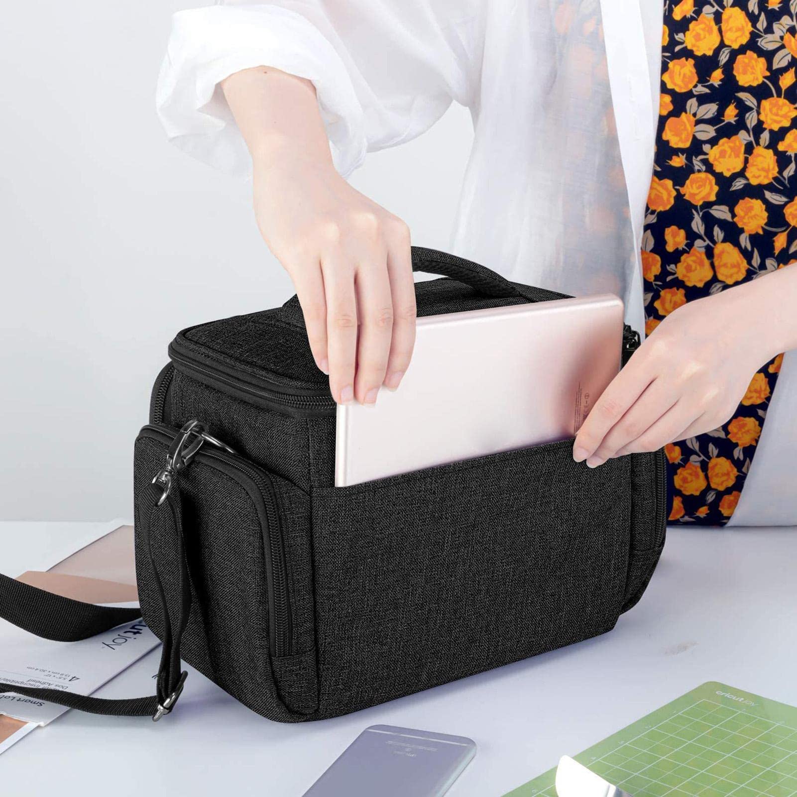 Generic Sac de transport pour Joy, étui de transport pour Joy et ensemble d'outils, sac fourre-tout avec sections de rangement pour fournitures, sac de rangement pour presse à chaud