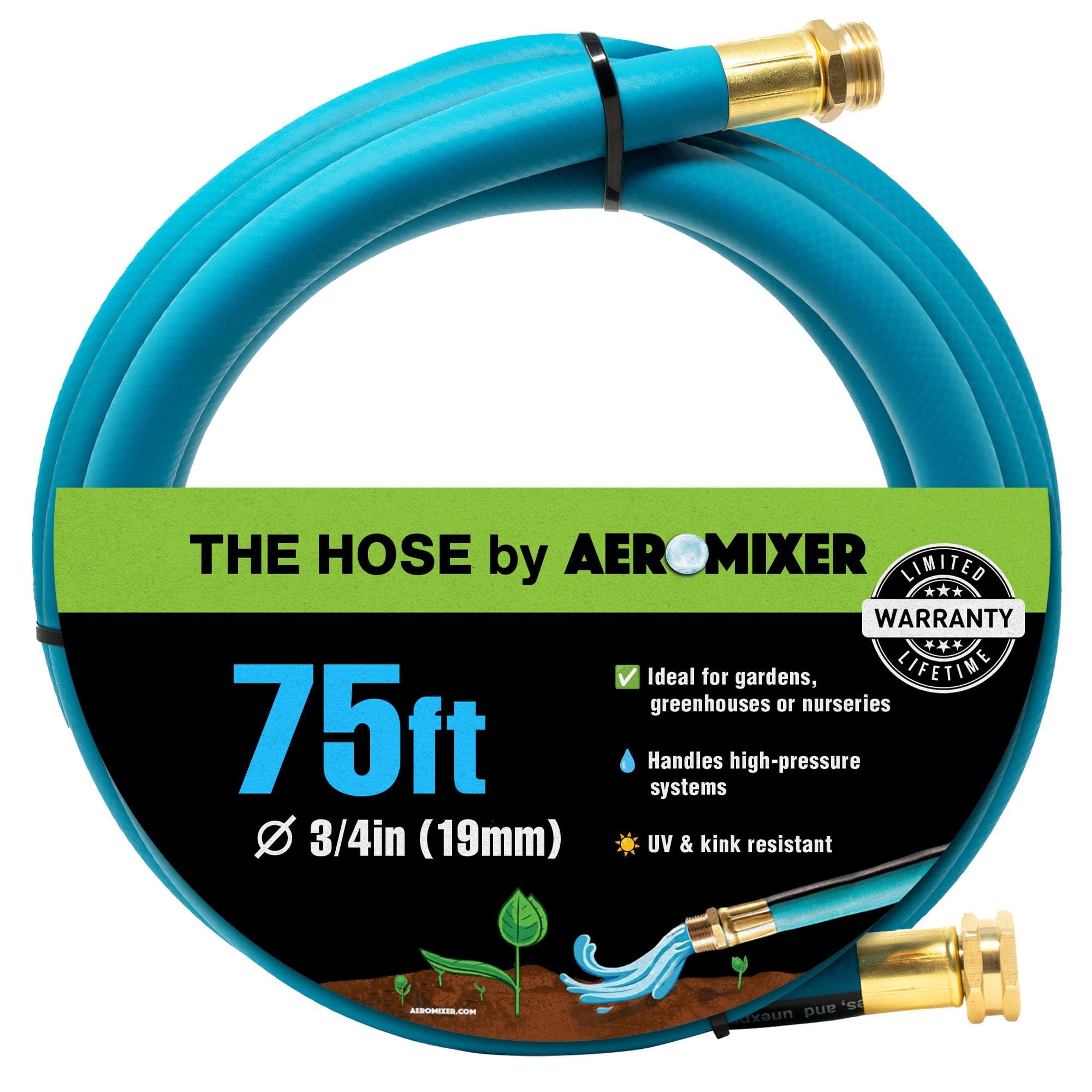 Aeromixer THE HOSE - 3/4 Inch Garden Hose 75 Ft