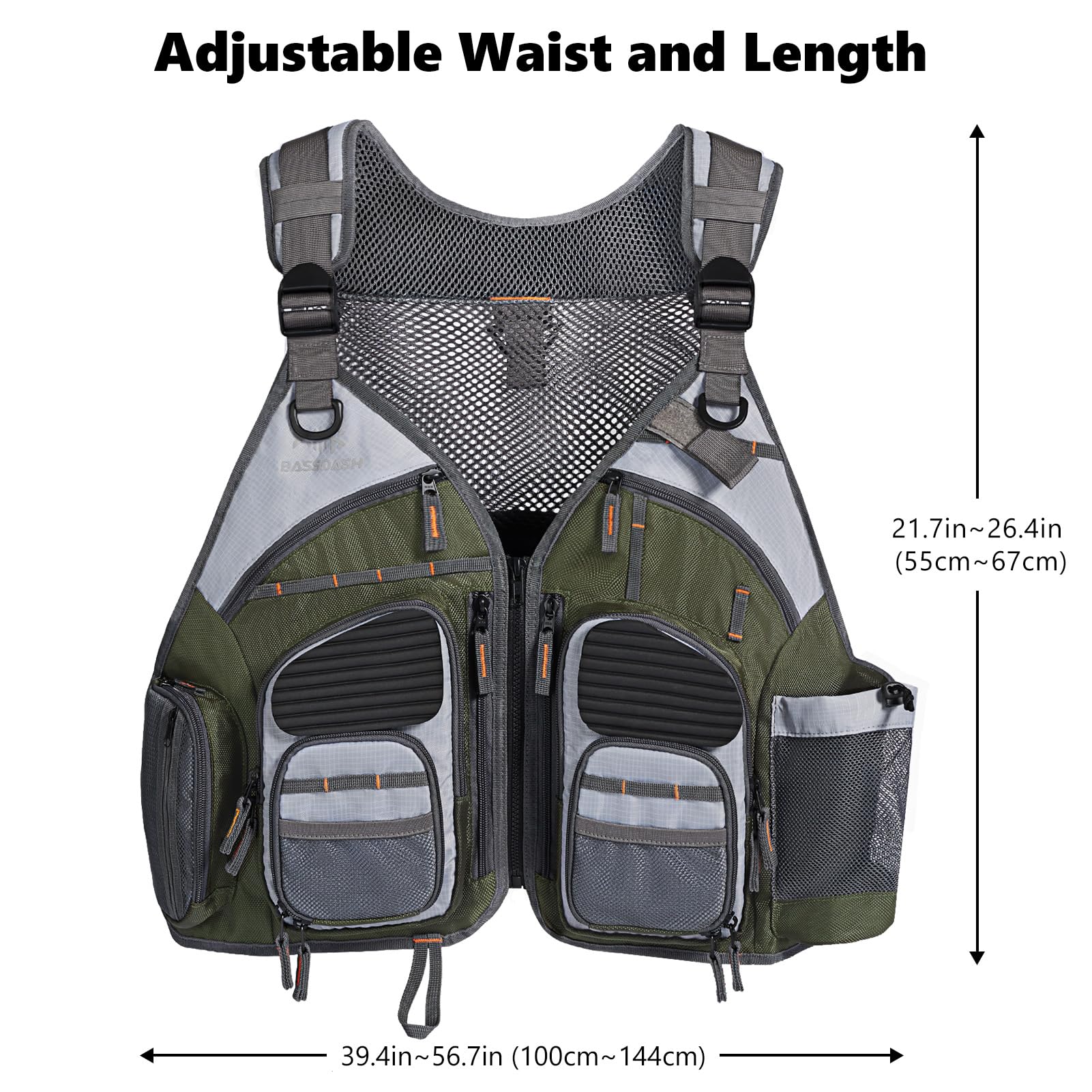 Bassdash - Gilet da pesca a mosca, multi tasca, regolabile, ideale come regalo per uomini e donne