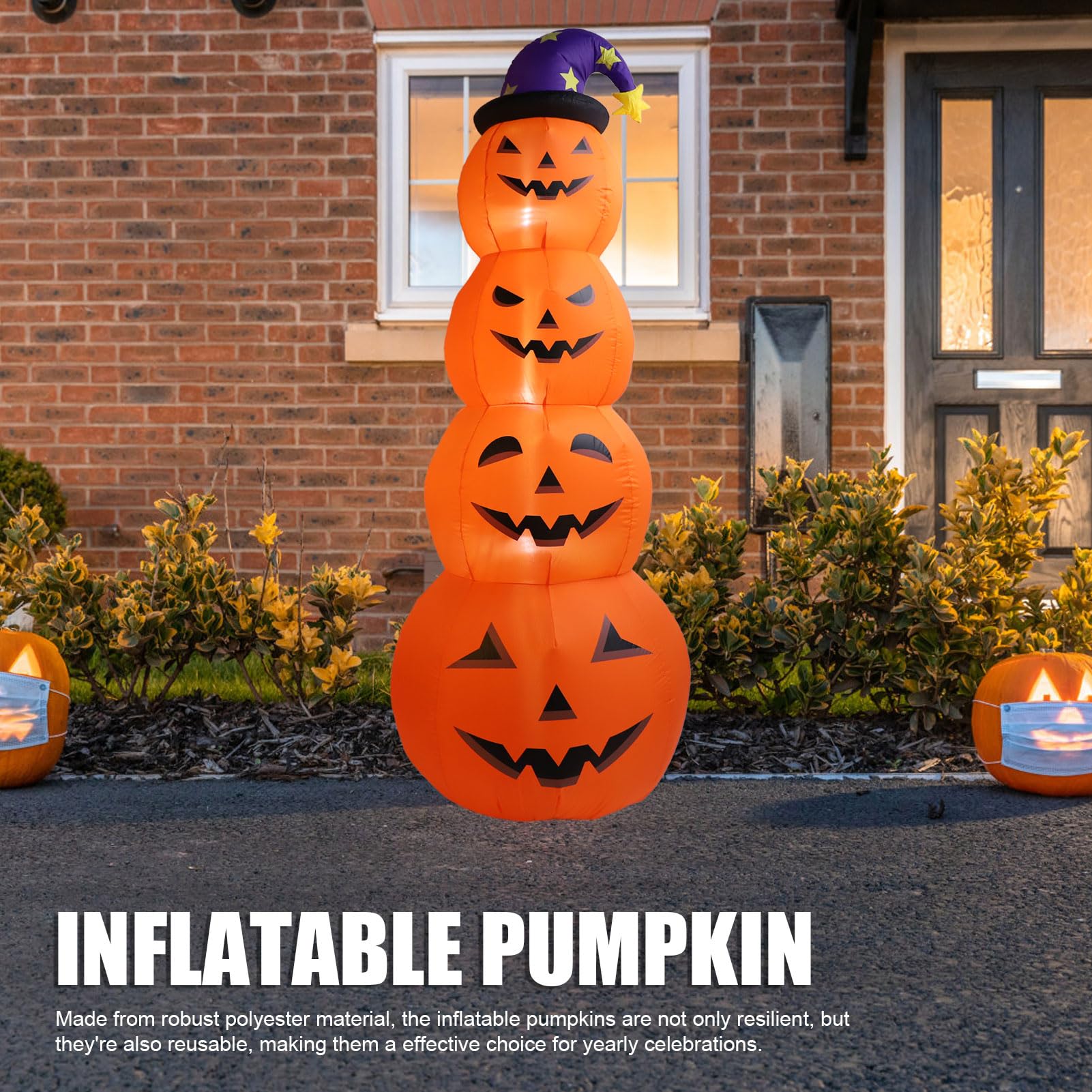 Diyeeni Calabaza Inflable de Halloween de 7.9 Pies de Altura con LED Integrados Que Explotan la Decoración Gigante de Calabaza Aterradora para Jardín, Césped, Iluminando (Enchufe UE