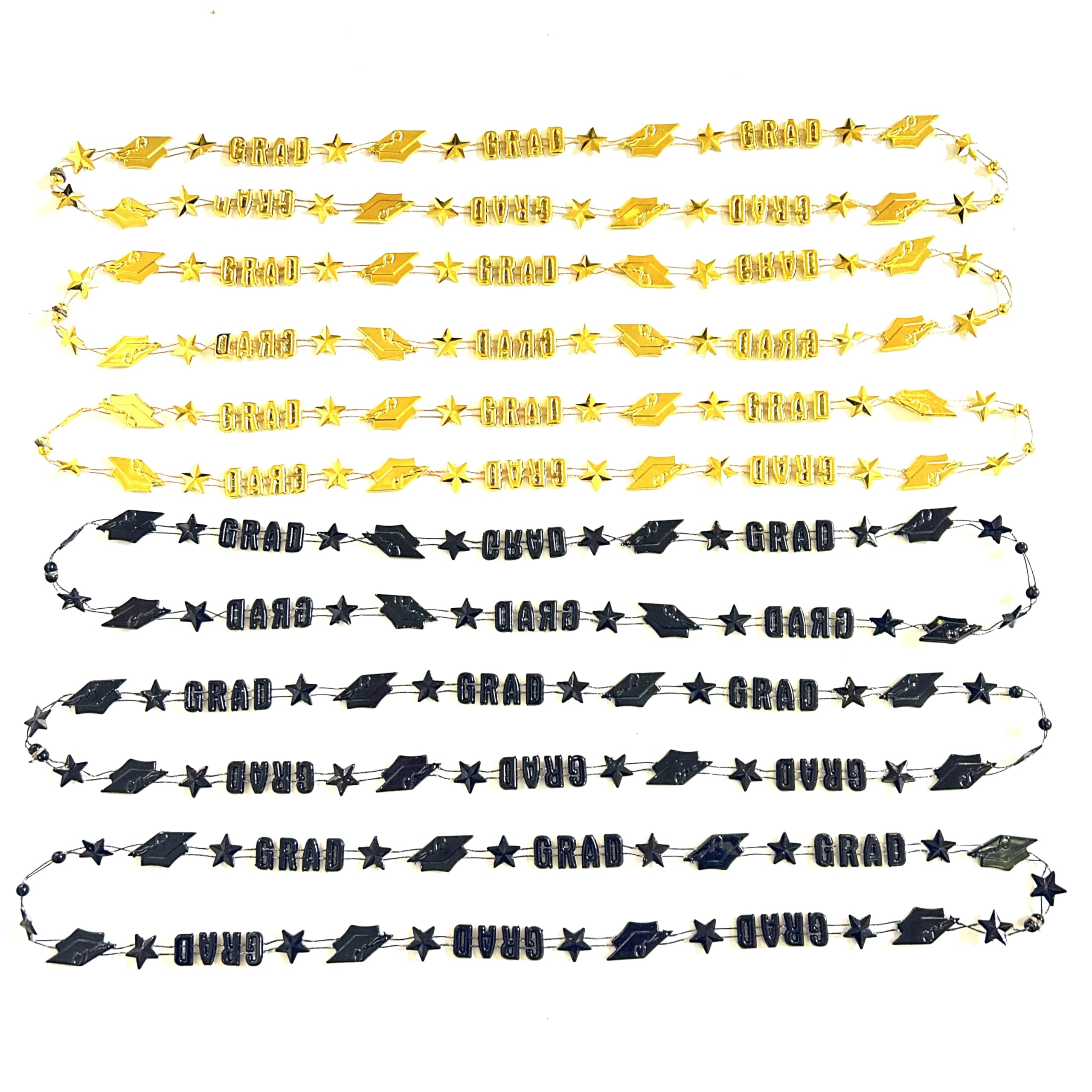 GZYSSL 28 Pcs Graduation Party Beads Necklaces Black Gold Graduate Cap Shaped Favor Gifts Supplies Graduation Party Beads Necklaces Decoration Gift
