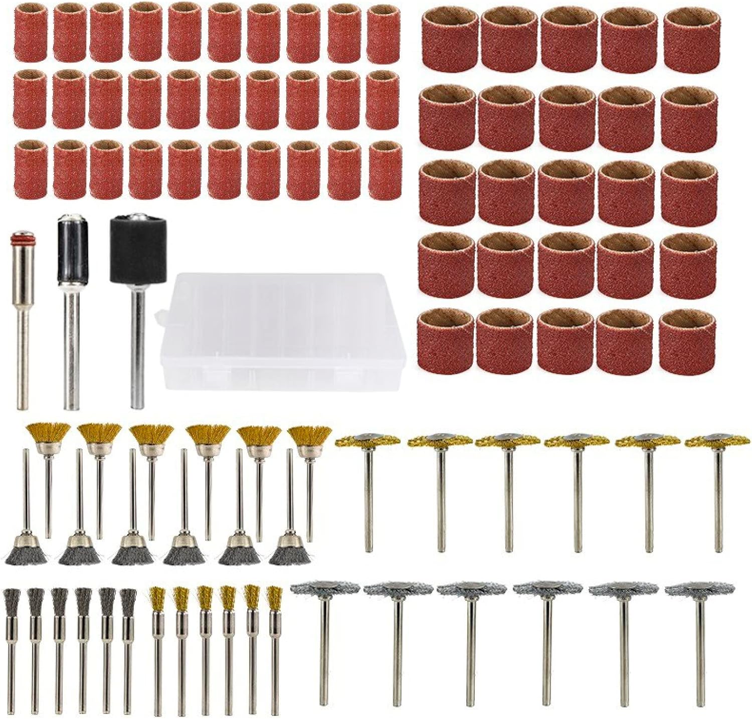 NEFLUM 99pcs Steel Wire Brush Wheel,Sanding Bands with Sanding Drum,Sandpaper for Rotary Tool