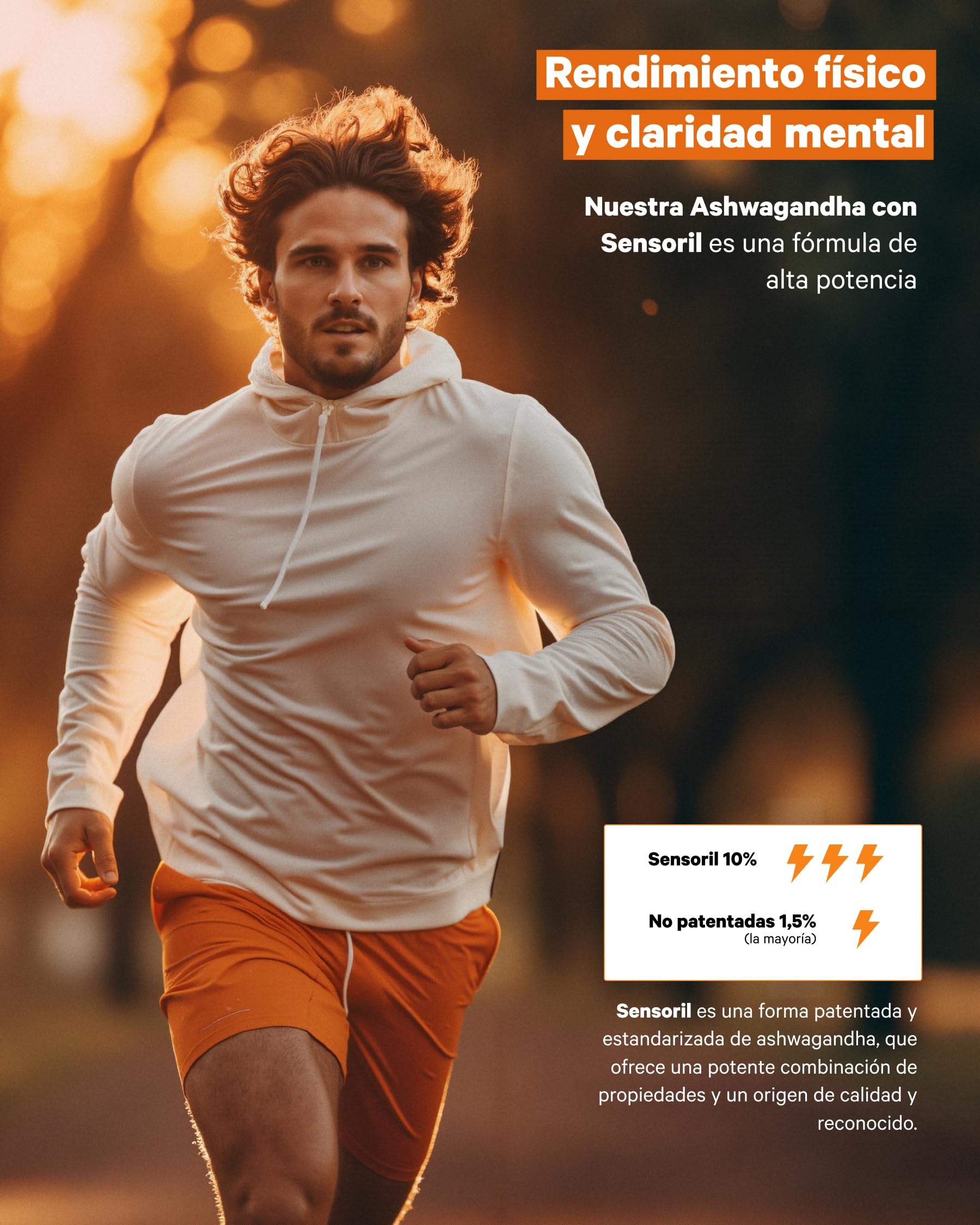 Ashwagandha Alta Potencia: Adaptógeno con Sensoril® (10% Withanólidos) | Sueño Profundo, Estrés, Bienestar, Energía, Concentración | 120 cápsulas | 4 Meses | 2x Más Concentrado que Ashwagandha KSM-66