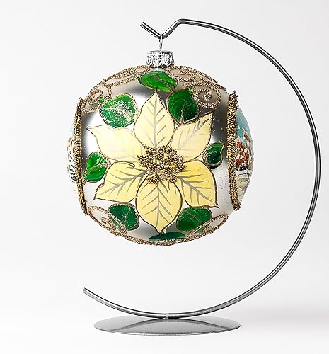 Miniatura 3 de Polish Gallery Adorno de Navidad bola de vidrio soplado del país de las maravillas del invierno plata 4724in