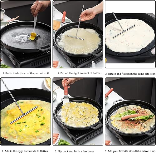 Miniatura 6 de Echaprey Esparcidor profesional de acero inoxidable en forma de T para adaptarse a grandes crepas (grande B)