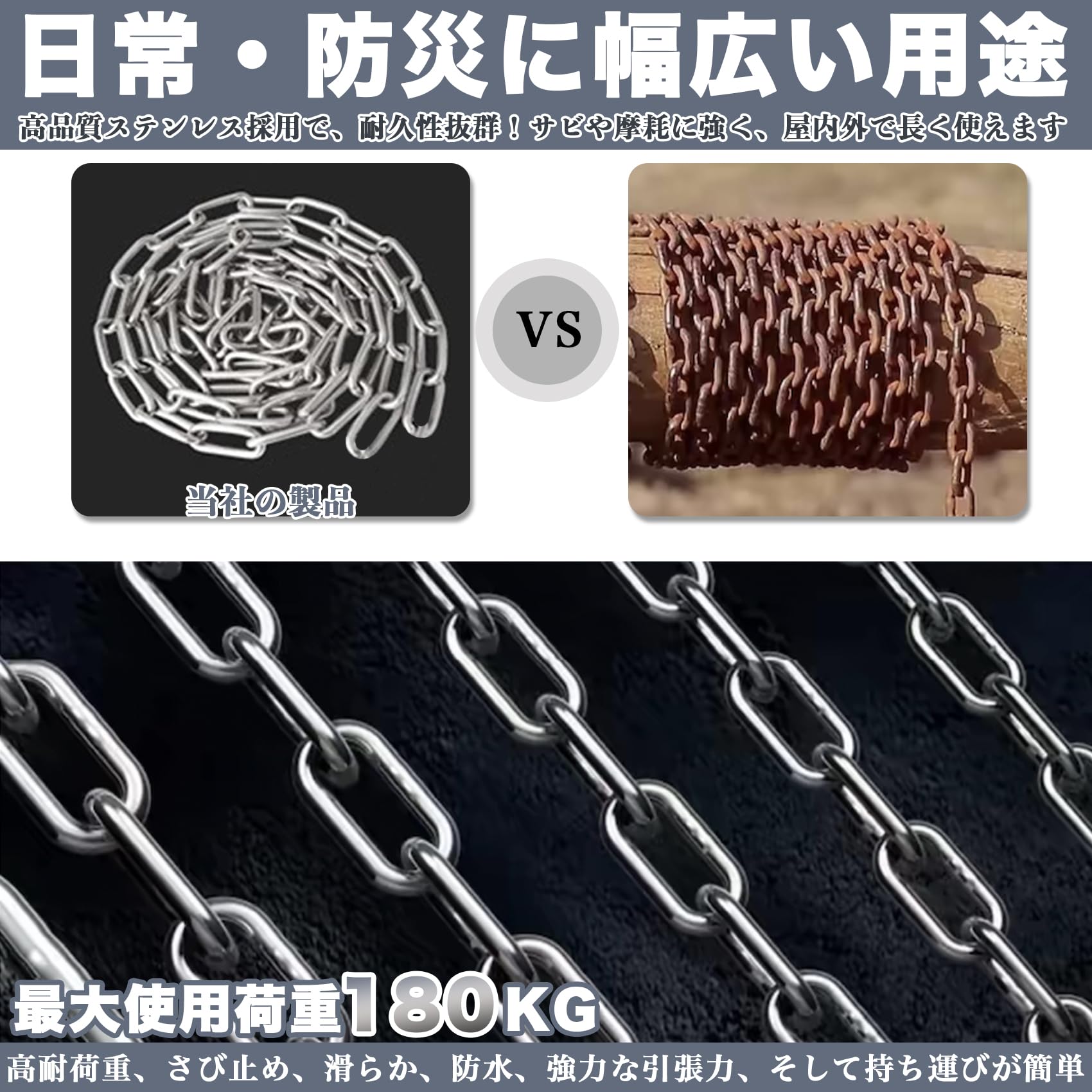 Amazon | REIYAIBA 強力 304ステンレスチェーン 直径2/4/6㎜ チェーン 