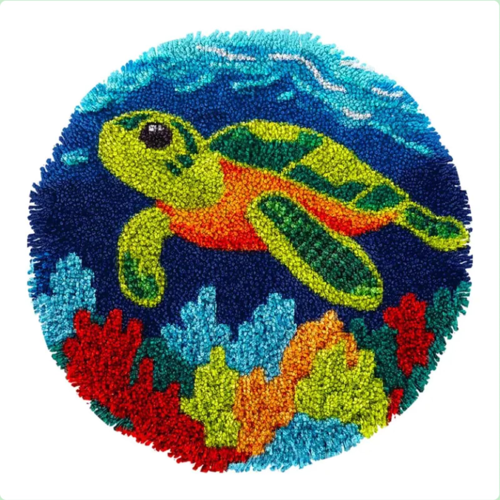XDEGHUANGSS Latch Hook Rug Kit: Sea Turtle Design - DIY Craft for Beginners