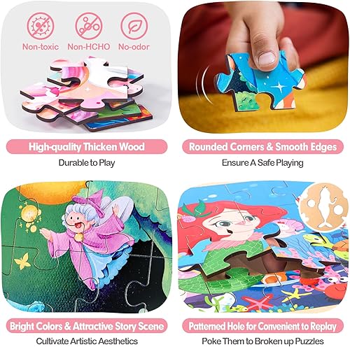 Miniatura 6 de hahaland Rompecabezas para niños de 4 a 6 años  Paquete de 3 rompecabezas de madera de 24 piezas para niños pequeños de 3 a 5 años  Unicornios,