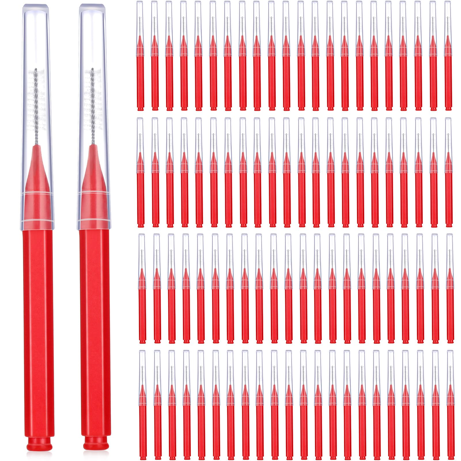 Patelai 100 Pcs Braces Dental Brushes,Red,Suitable Size