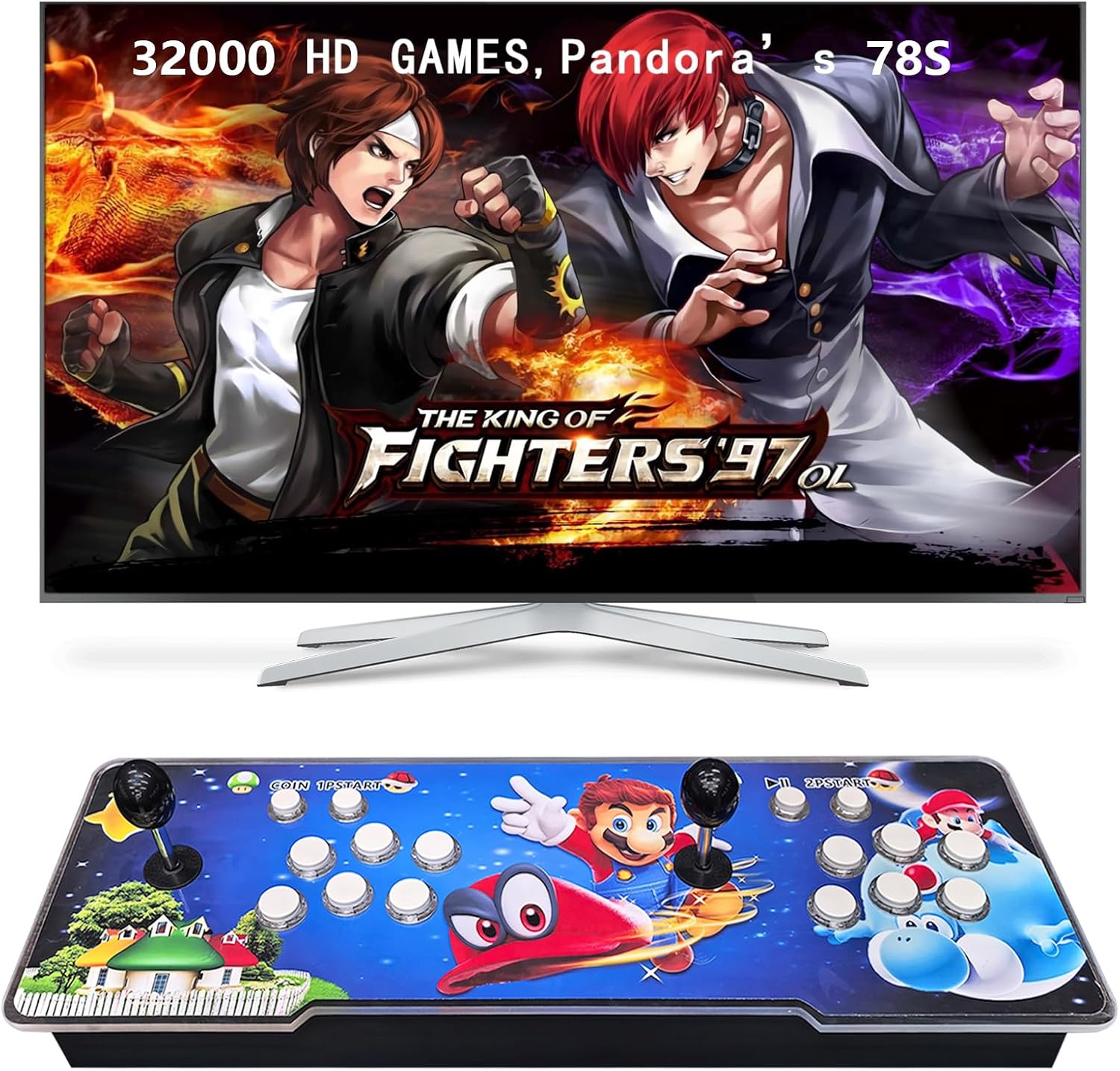 FVBADE [32000 Games in 1 78S Pandora Box Arcade Game Console for PC & Projector & TV,3D Games 1-4 Players Double Joystick Favorite List Game Category Save/Search/Hide/Pause