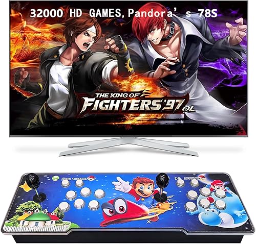 FVBADE 32000 juegos en 1 78S Pandora Box Arcade Game Console para PC, proyector y TV, juegos 3D 1-4 jugadores, doble joystick lista de favoritos