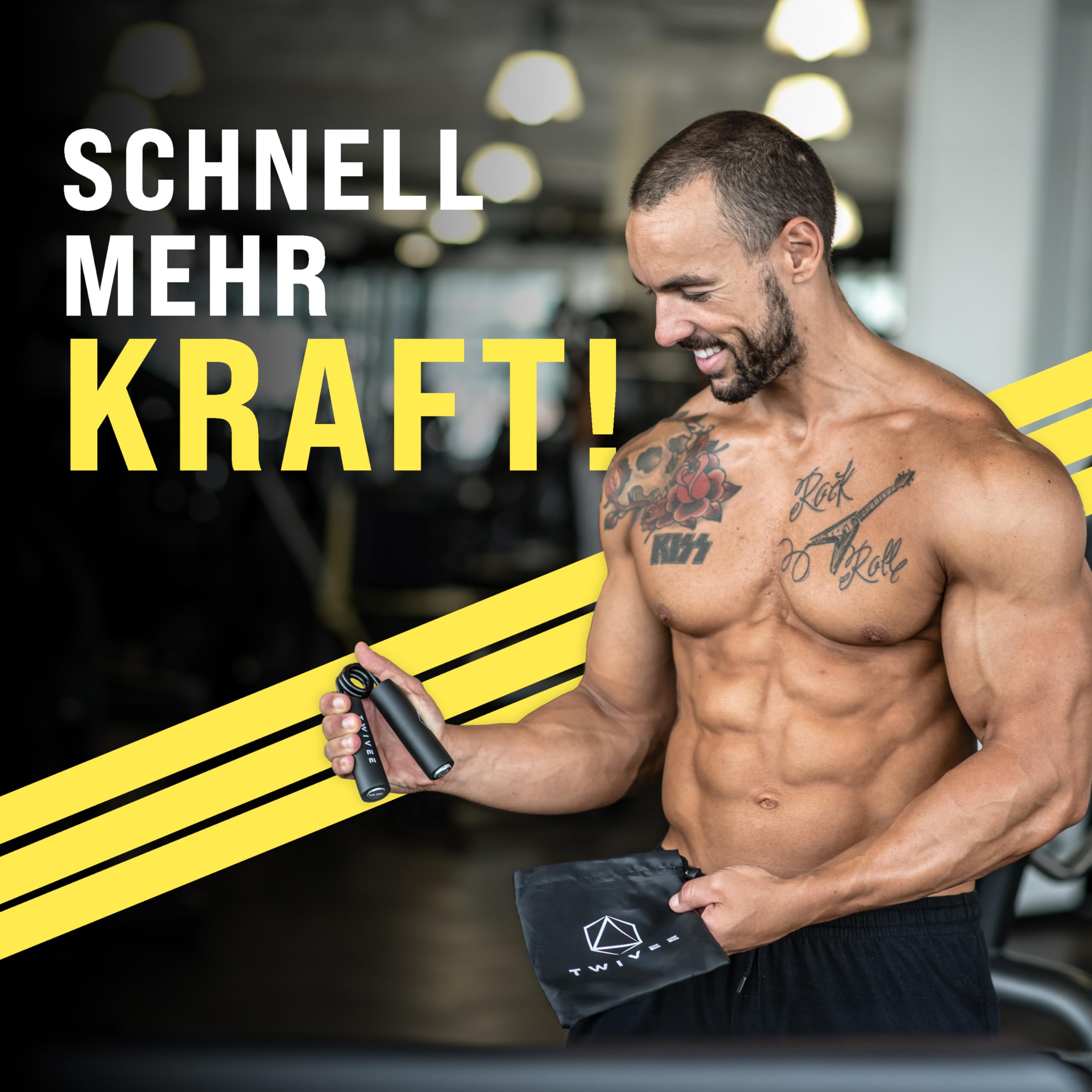 TWIVEE - Fingerhantel - Unterarmtrainer für maximale Griffkraft - Gripper aus gehärtetem Stahl und Aluminium - Handtrainer mit Griffpolster und Tasche - Handmuskeltrainer