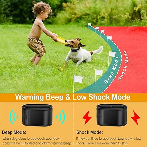 Miniatura 4 de Valla electrónica para perros, collar de choque de entrenamiento remoto para perros y sistema de valla de contención de límites para perros