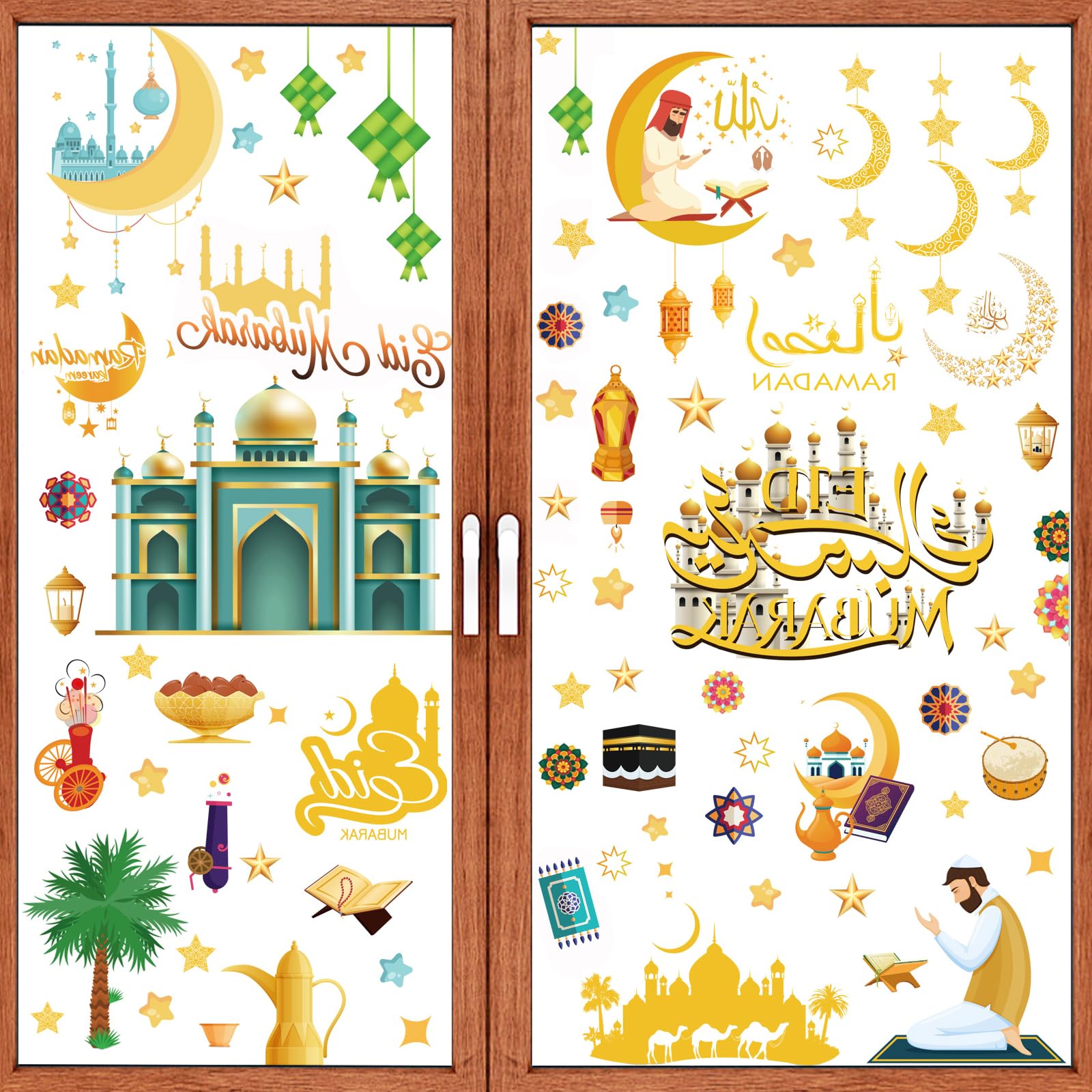 Ramadan ARTGUTS 9 Feuilles Autocollants Fenêtre Ramadan 2025 D Coration