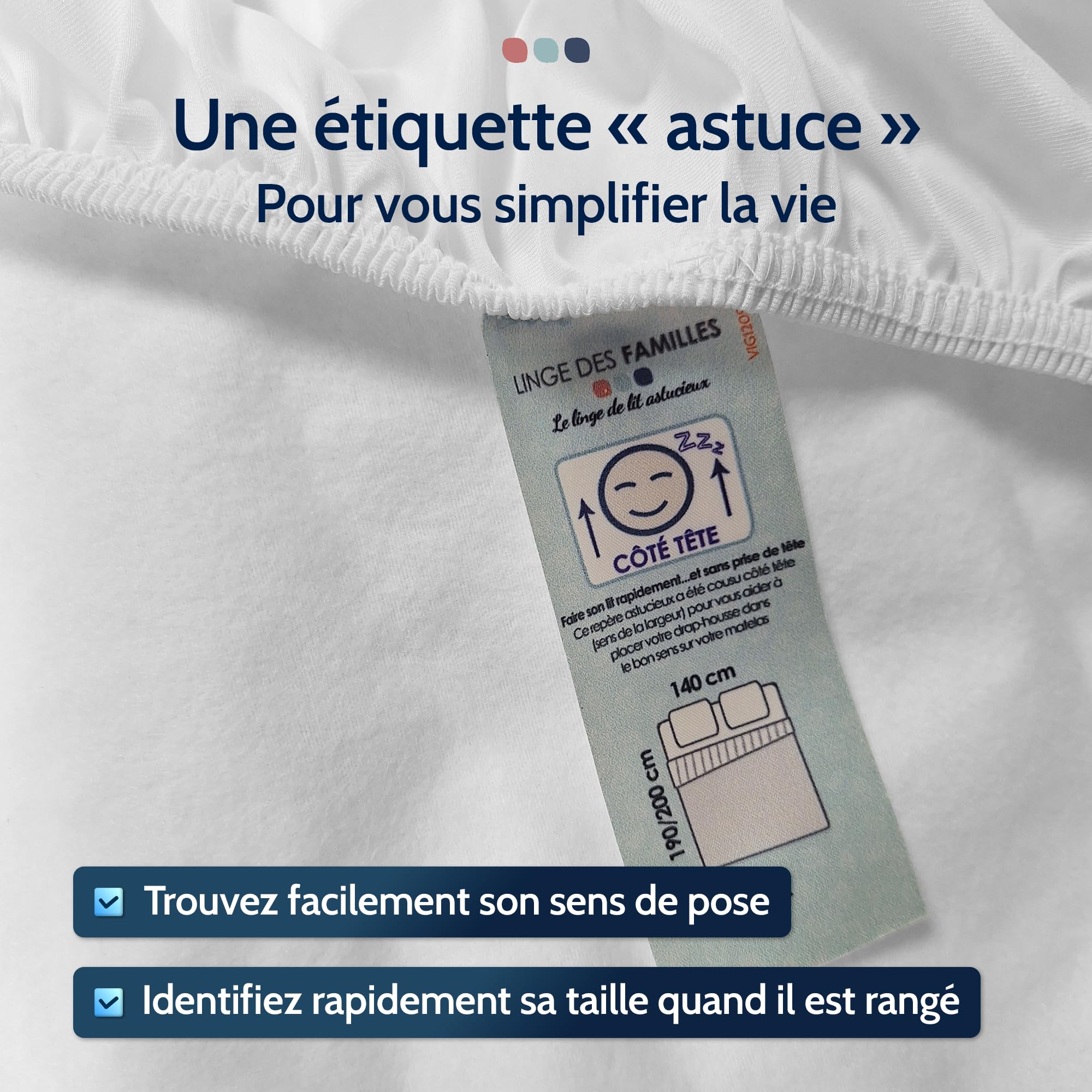 Linge des Familles – Protector de colchón 160 x 200 cm – Impermeable y transpirable – Grandes gorros – Forma sábana bajera – Certificado OkTex ®