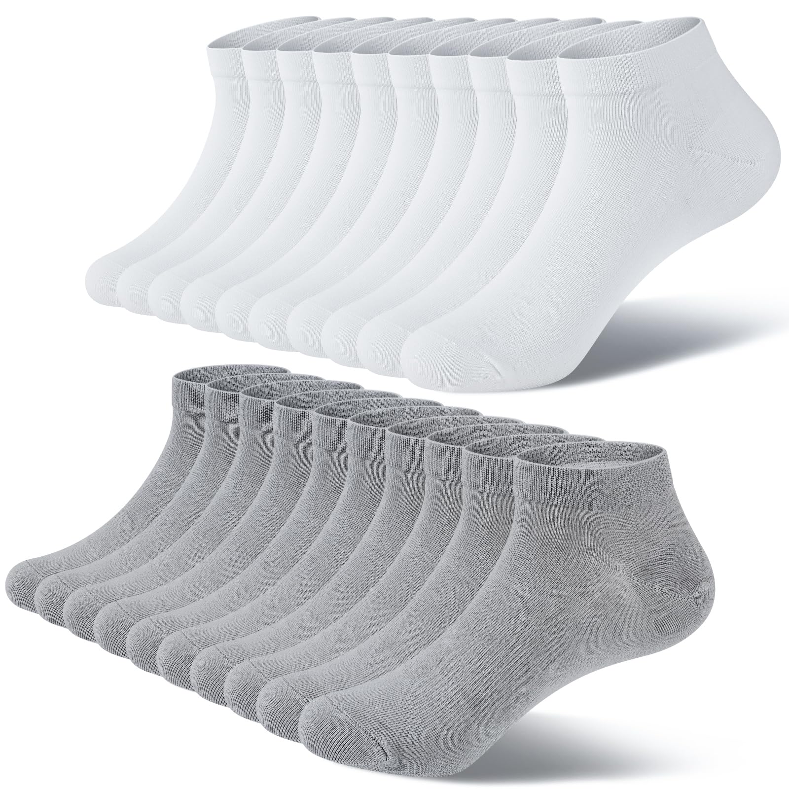 fitfets Sneaker Socken Herren Damen Baumwolle 10 Paar Sneakersocken Kurz Sneakersocken Socks Unisex Schwarz Weiß Grau,Grau und Weiß,43-46